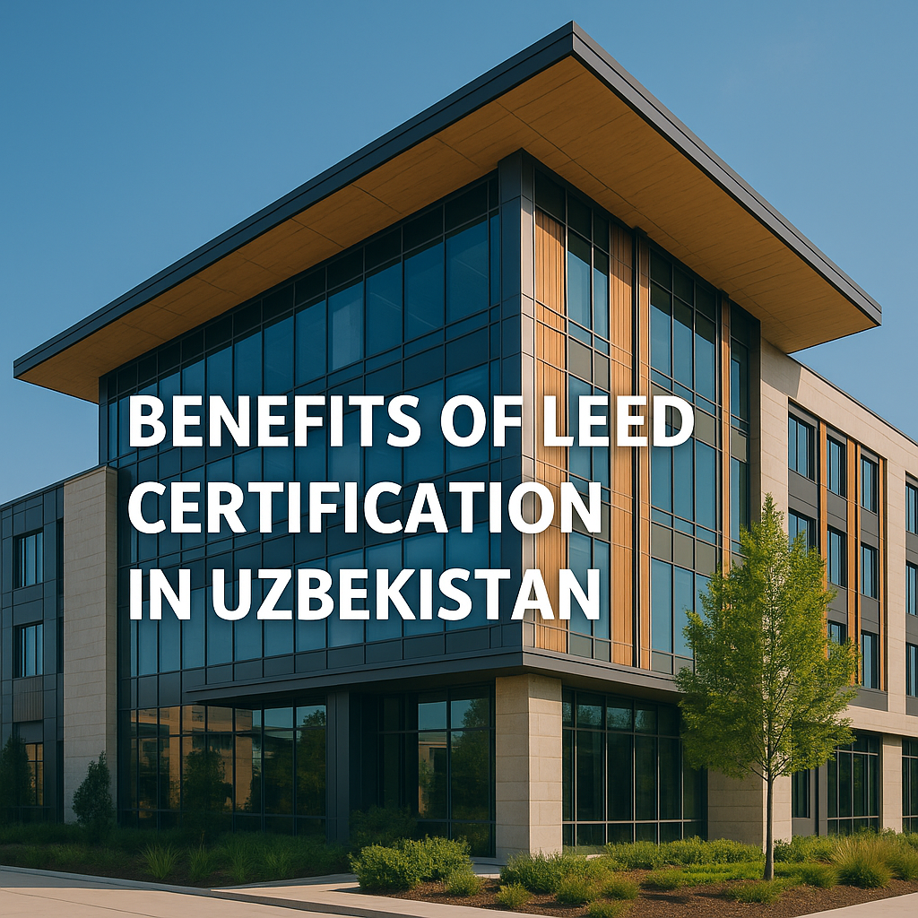 Sustainable green building concept illustrating the benefits of LEED certification in Uzbekistan