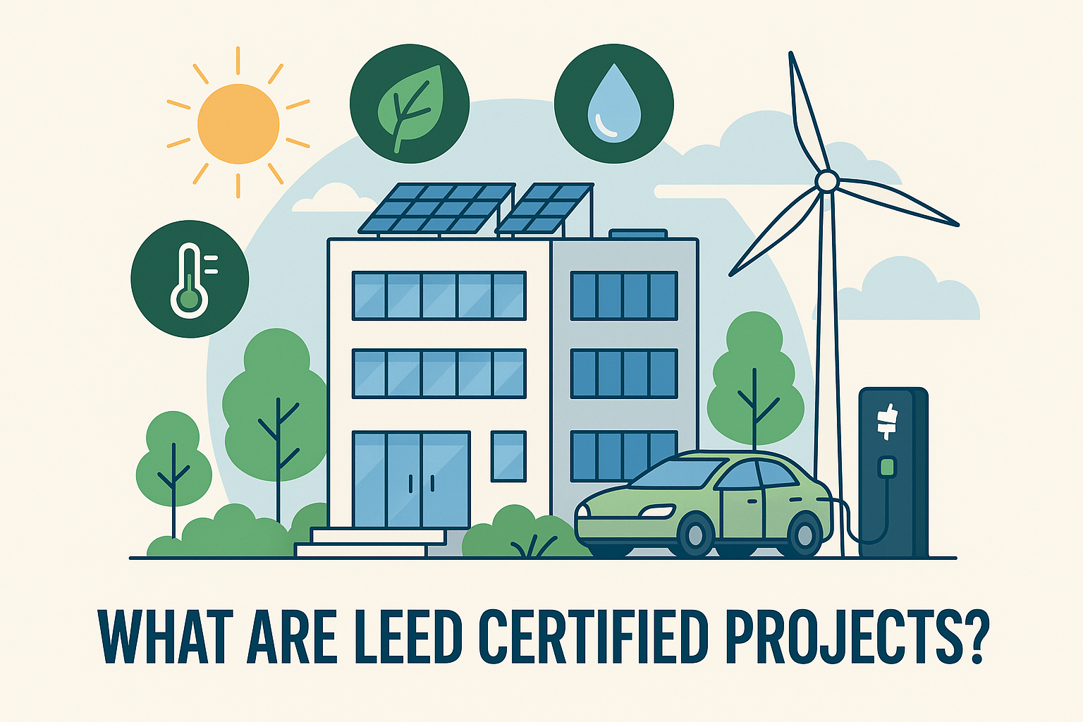 LEED certified project illustration showing sustainable building features