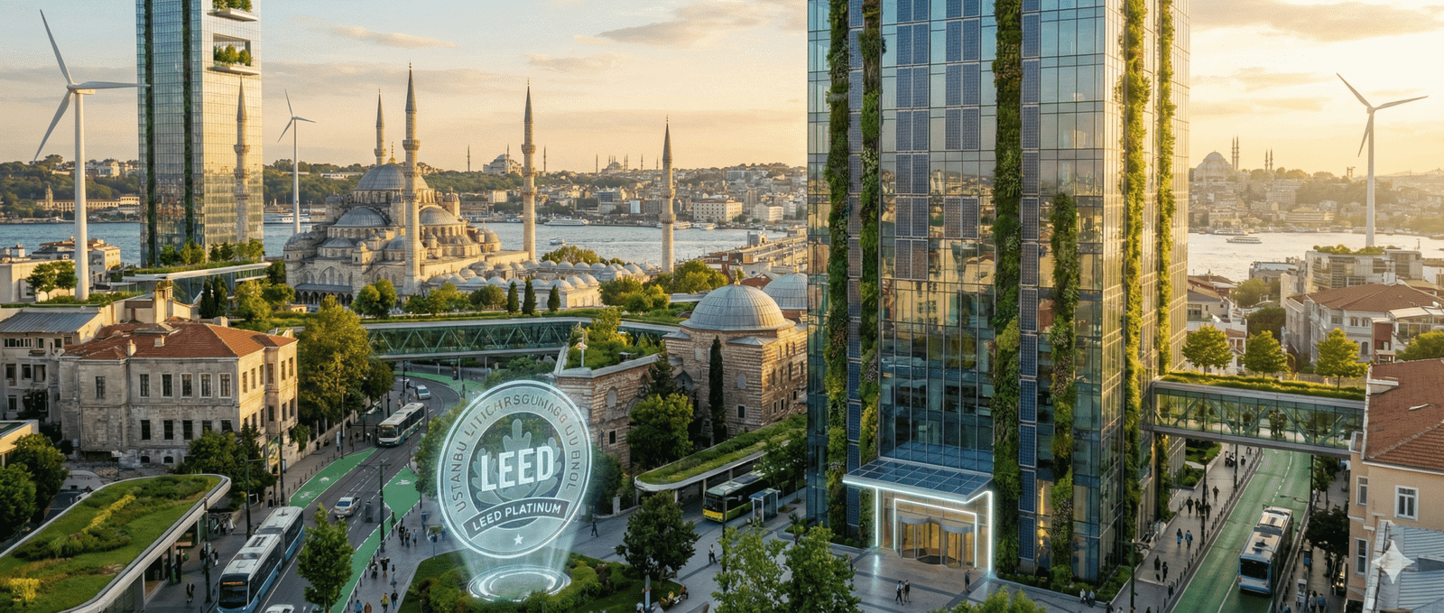 Modern green building in Istanbul representing how many buildings are leed certified in Turkey.