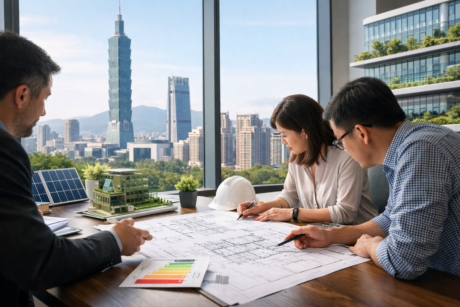 LEED Consultant in Taiwan reviewing a sustainable office project