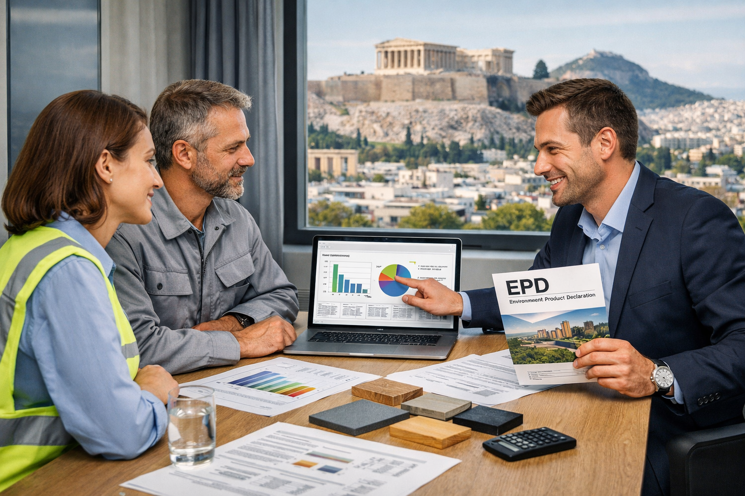 EPD Consultant in Greece reviewing LCA data for sustainable products