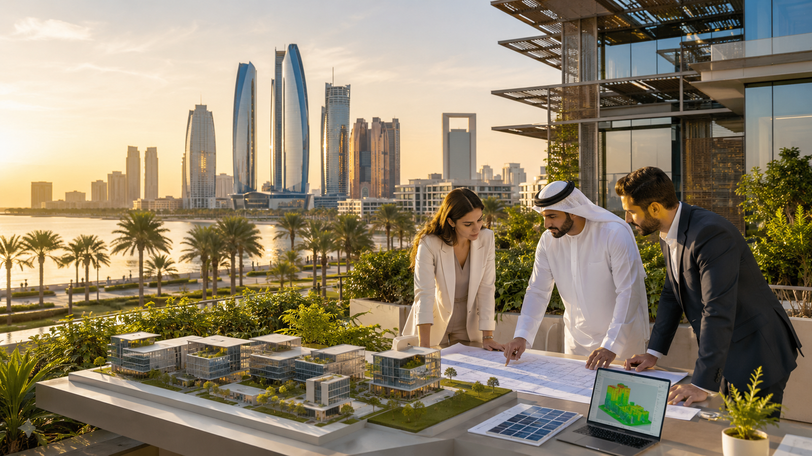 LEED Consultant Abu Dhabi team reviewing green building certification strategy