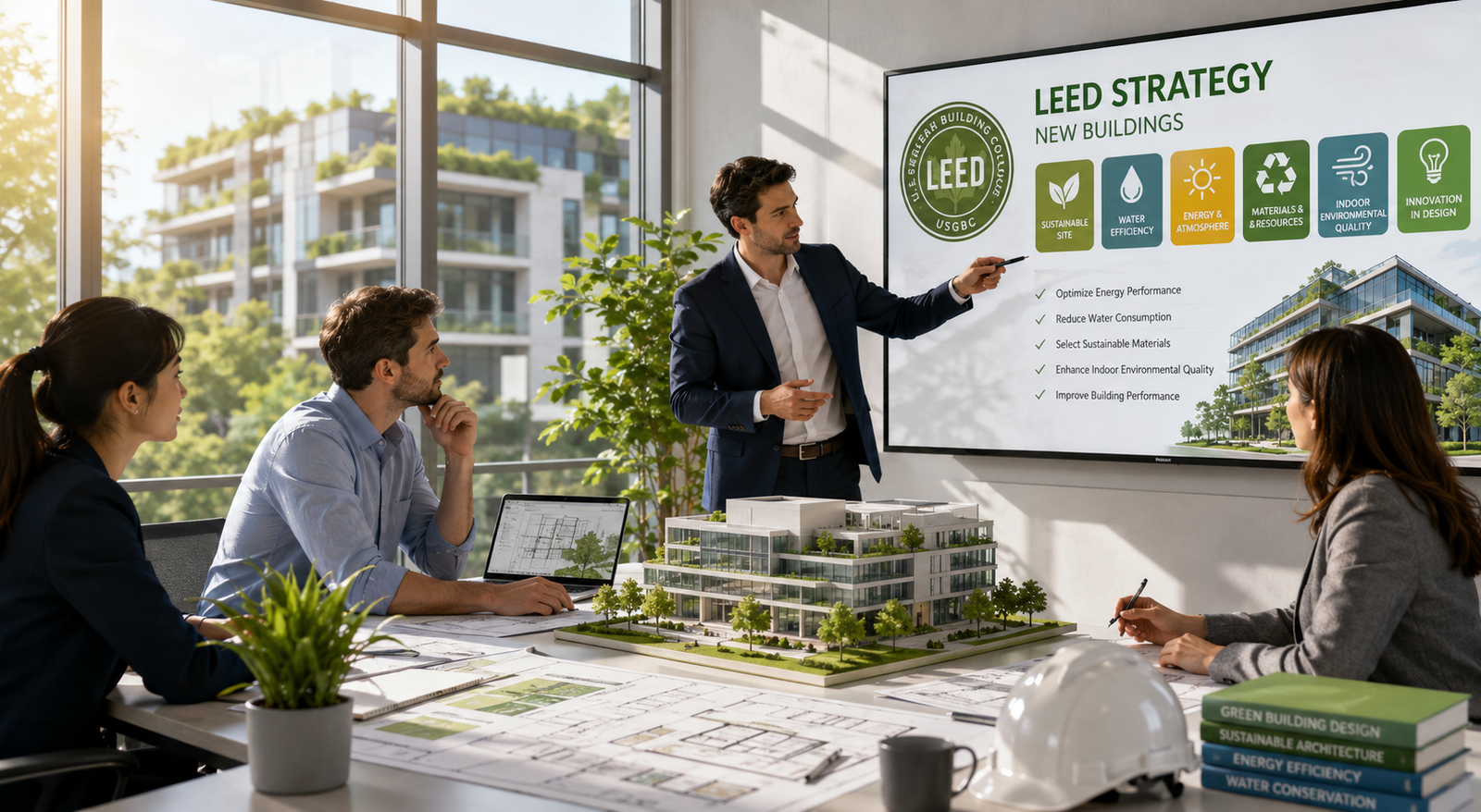 LEED Consultant New Buildings team planning a sustainable building certification strategy