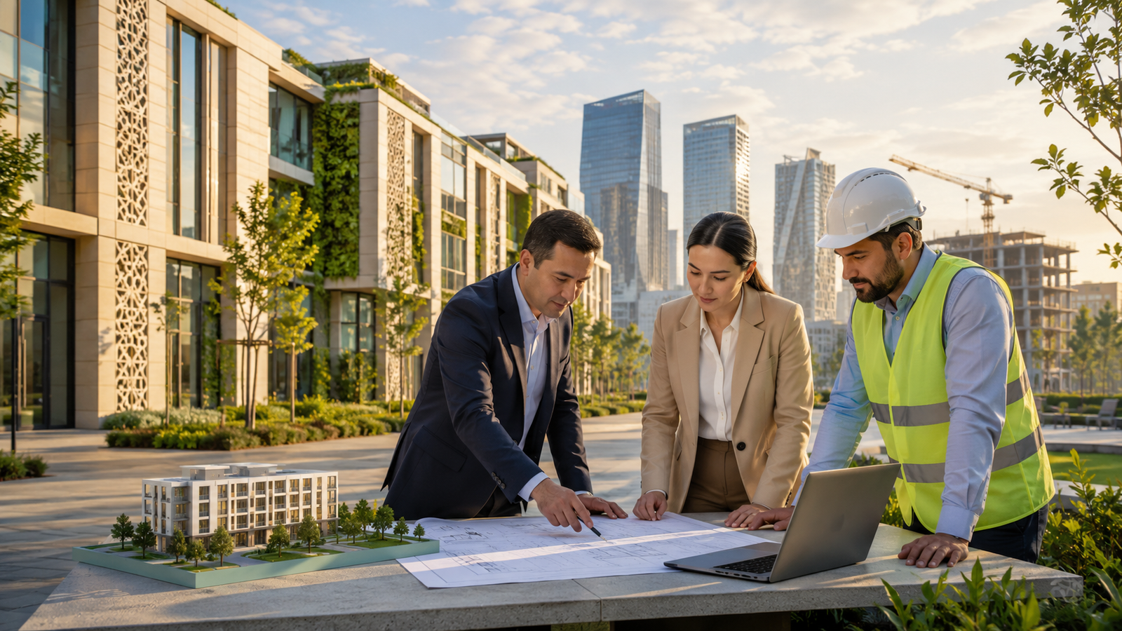 EDGE Certificate Uzbekistan consultancy team reviewing sustainable building performance in Tashkent