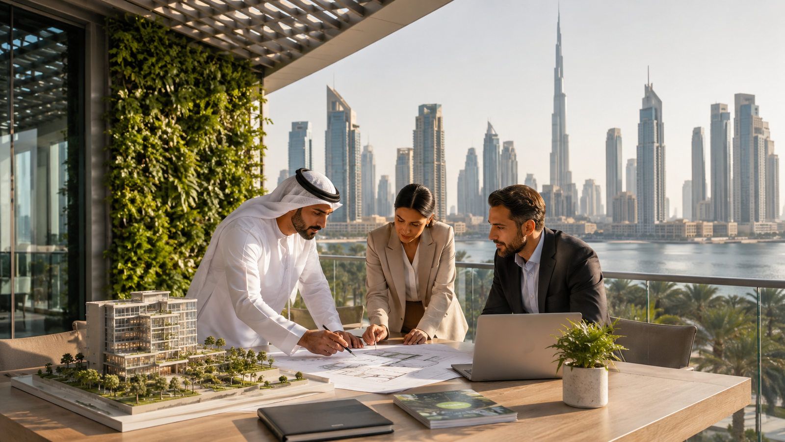 LEED Consultancy UAE team reviewing green building plans