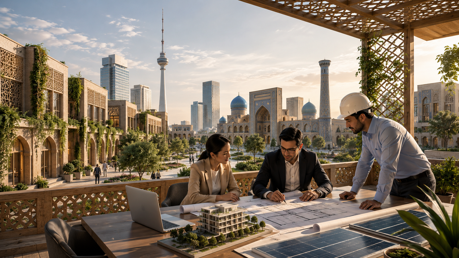 A modern corporate interior in Uzbekistan designed for comfort, air quality, daylight, and occupant well-being.