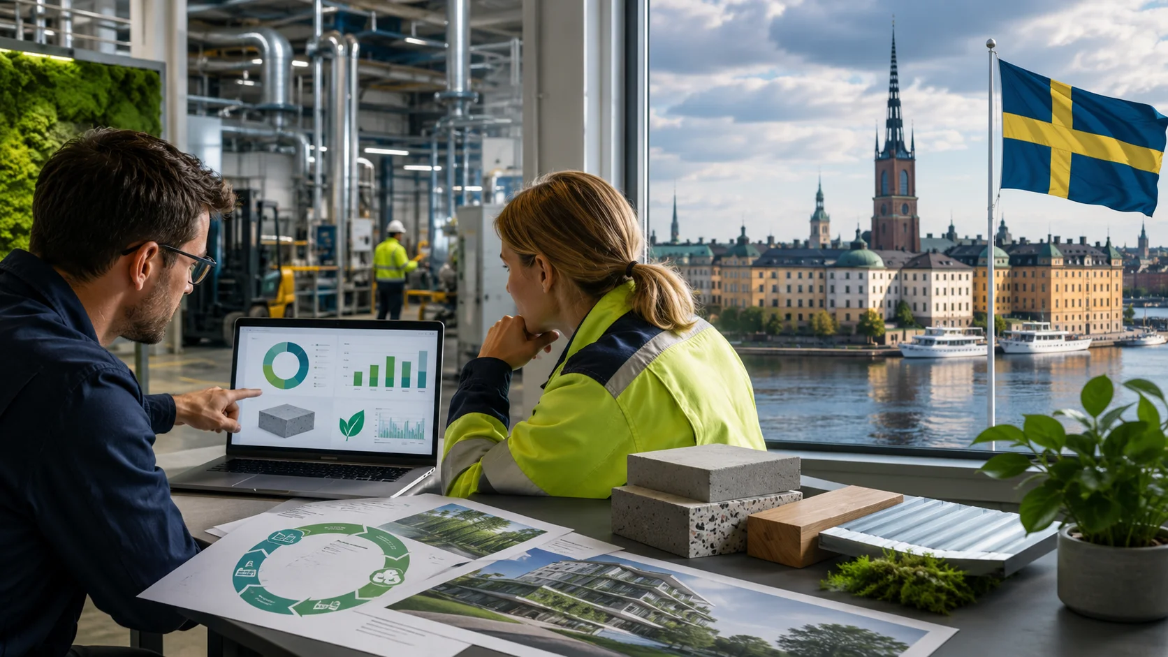 EPD Consultant in Sweden reviewing life cycle assessment data for a construction product