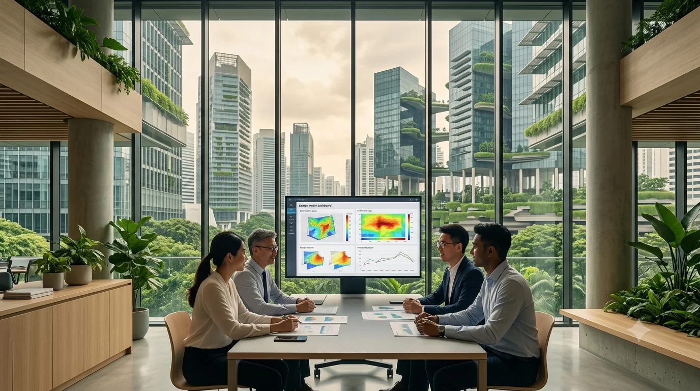 LEED Consultant Singapore reviewing a sustainable high-performance building project