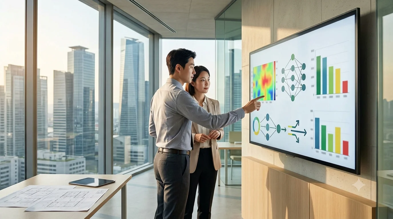 South Korea EPD Consultant reviewing life cycle assessment data with a Korean manufacturer