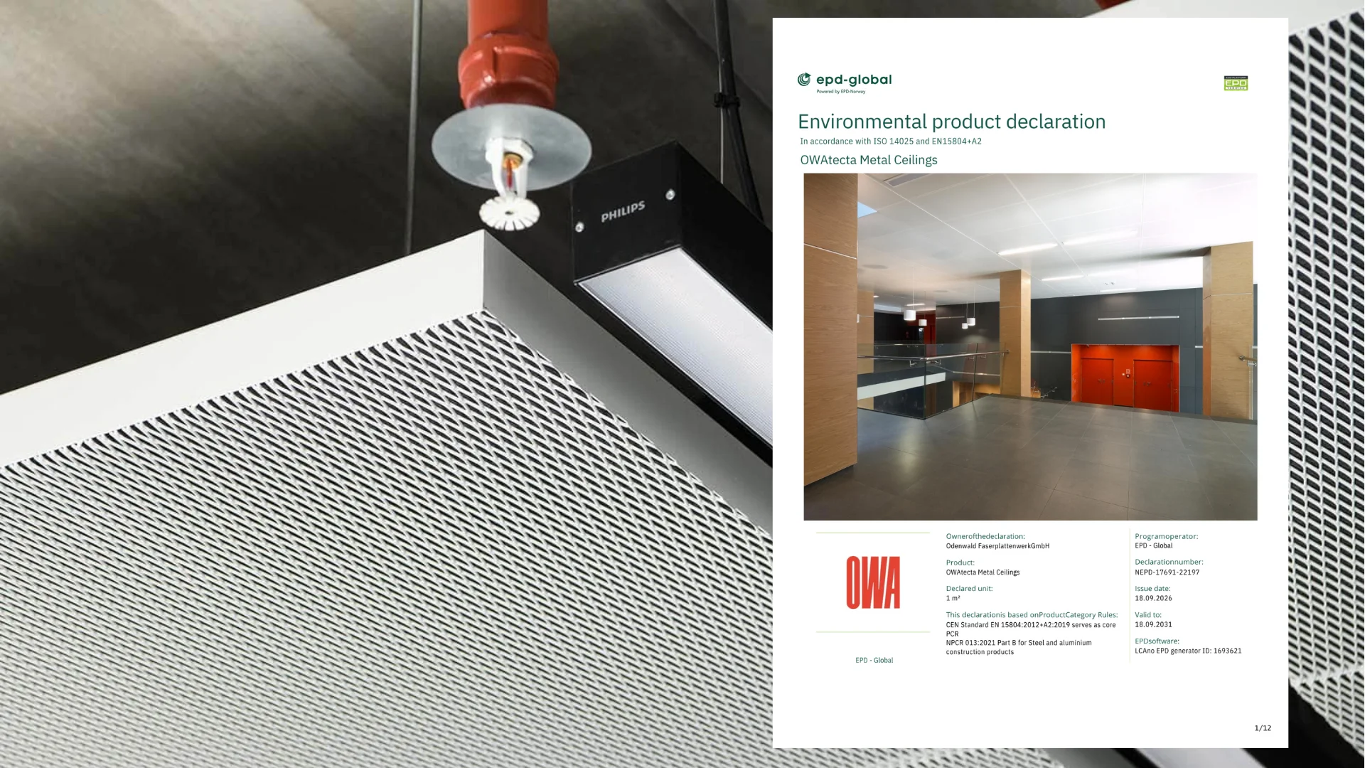 OWAtecta Metal Ceilings EPD life cycle assessment